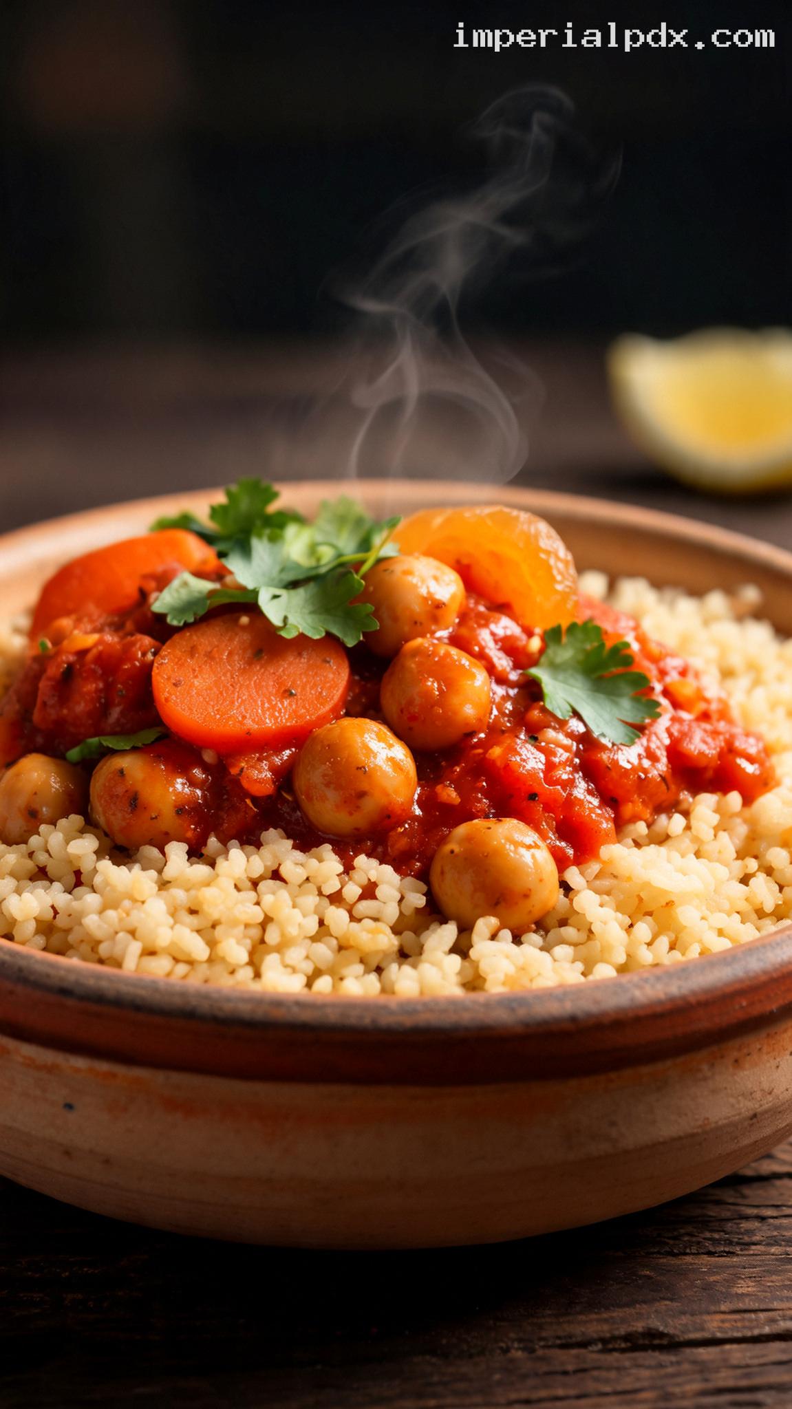 Moroccan Chickpea Stew With Apricots – Closeup