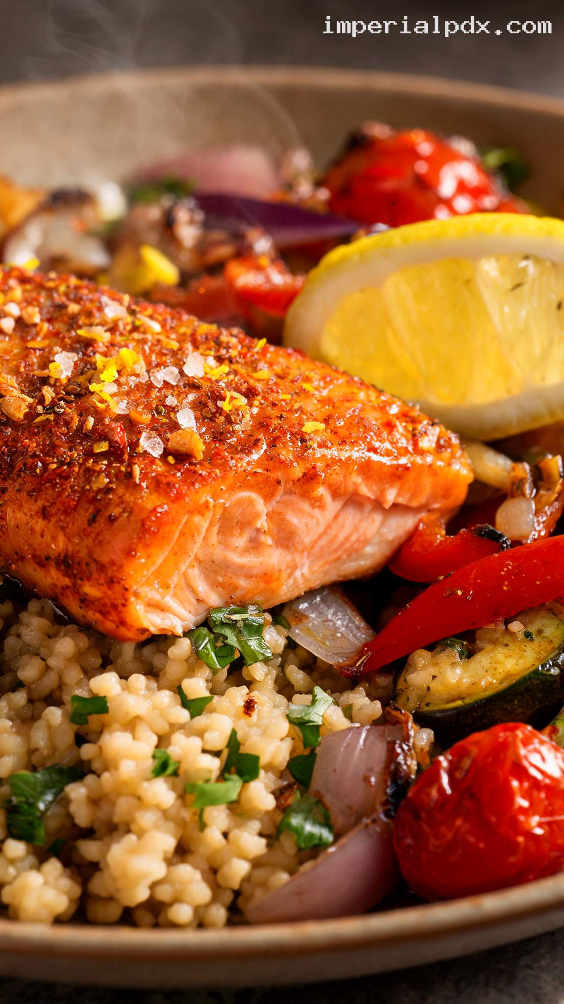 Moroccan Salmon with Cumin and Coriander – Closeup