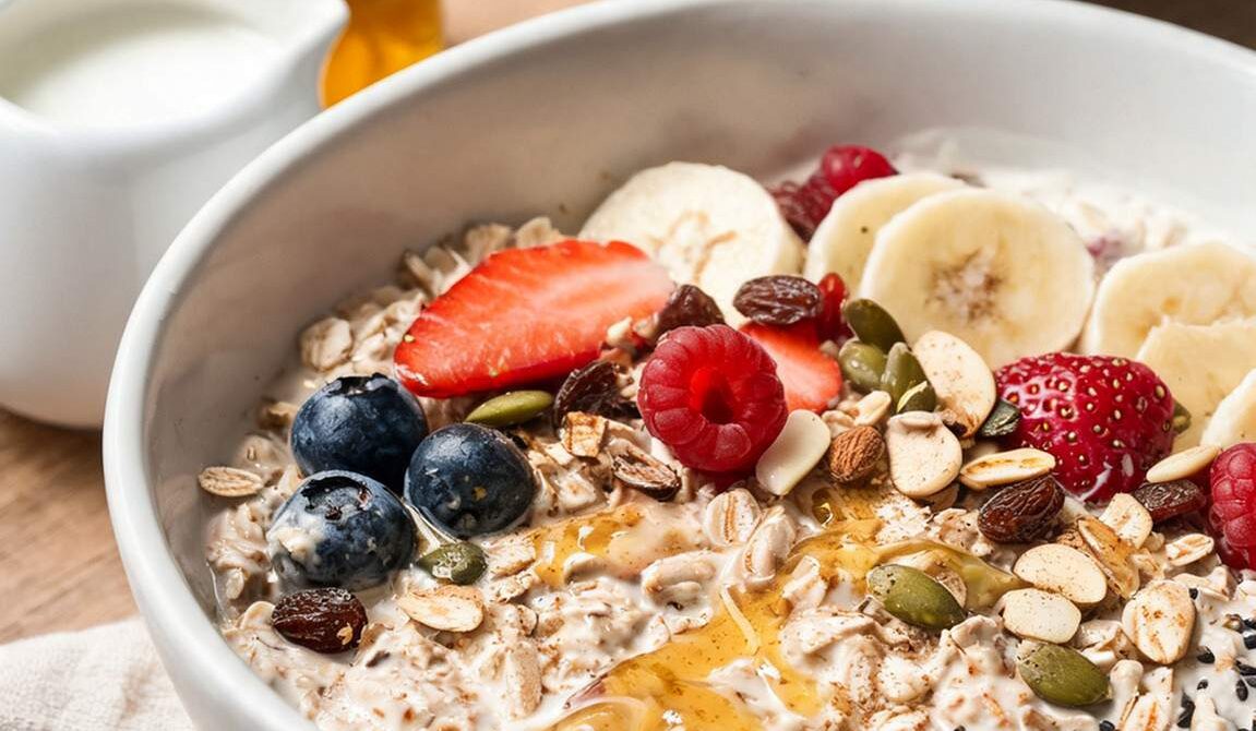 Muesli With Milk, Yogurt, and Fruit
