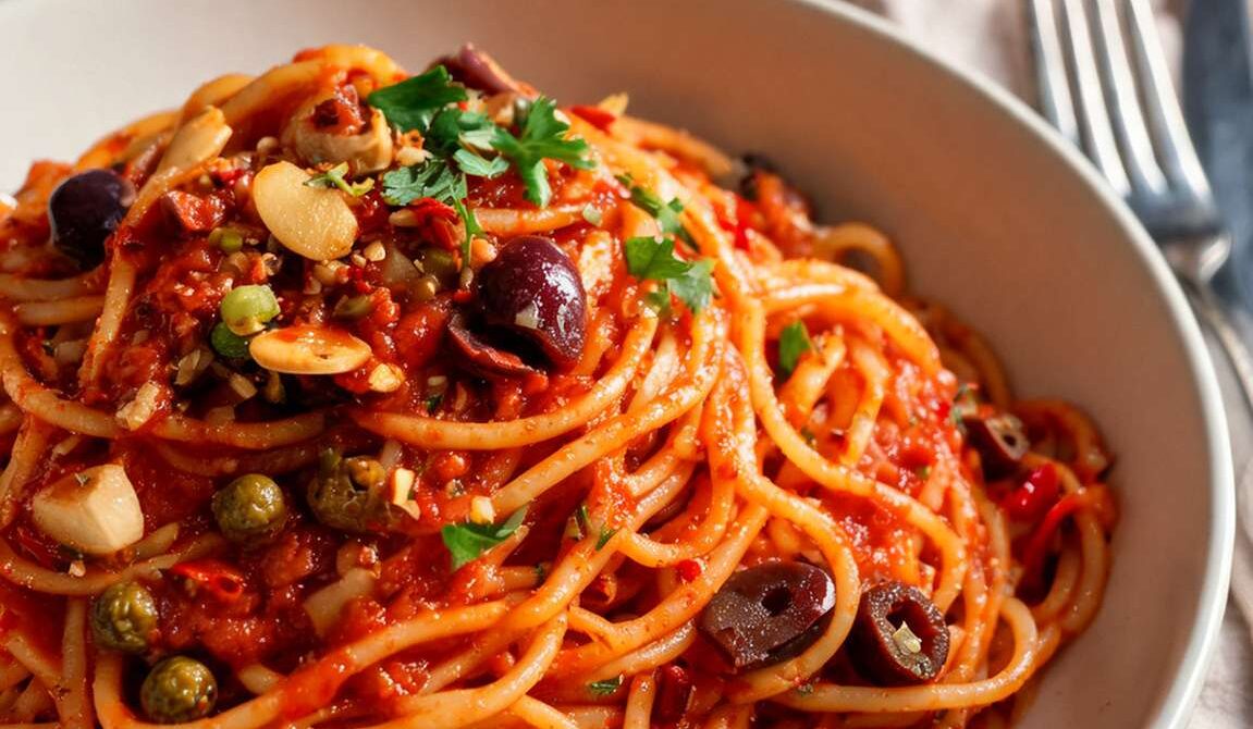 Pasta Puttanesca with Anchovies and Capers