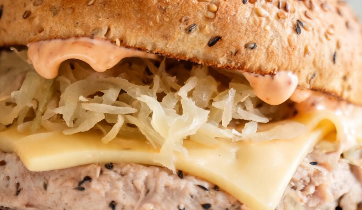 Reuben-Style Turkey Burgers With Swiss and Sauerkraut