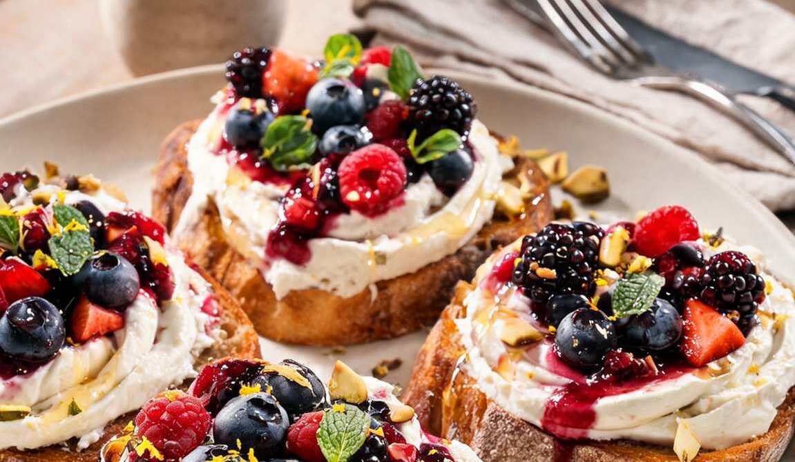 Ricotta Toast With Warm Berry Compote