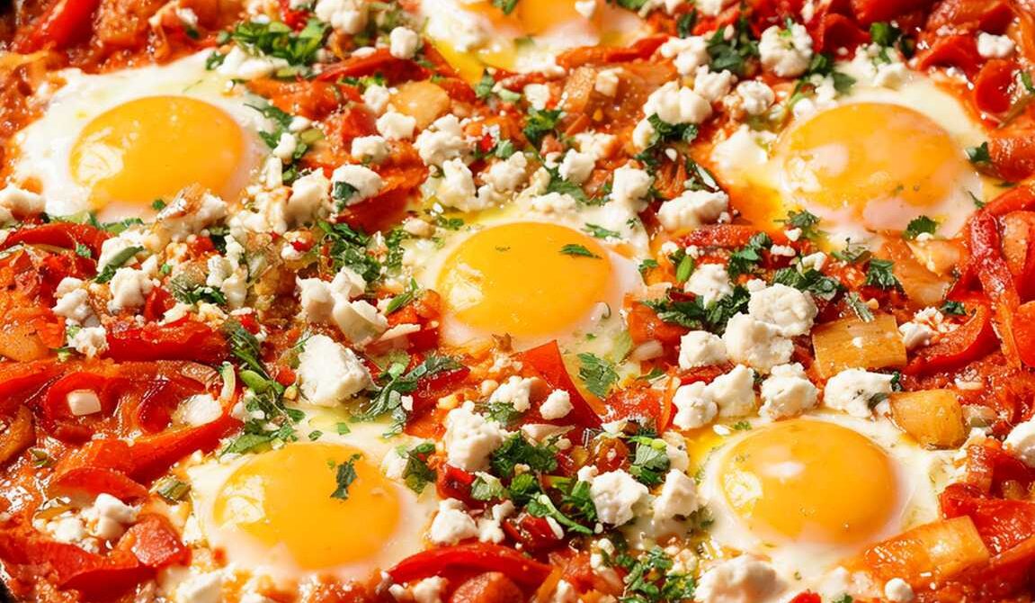 Roasted Pepper and Tomato Shakshuka Skillet