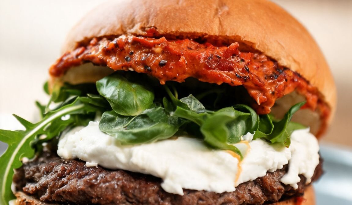 Roasted Red Pepper Mozzarella Burger