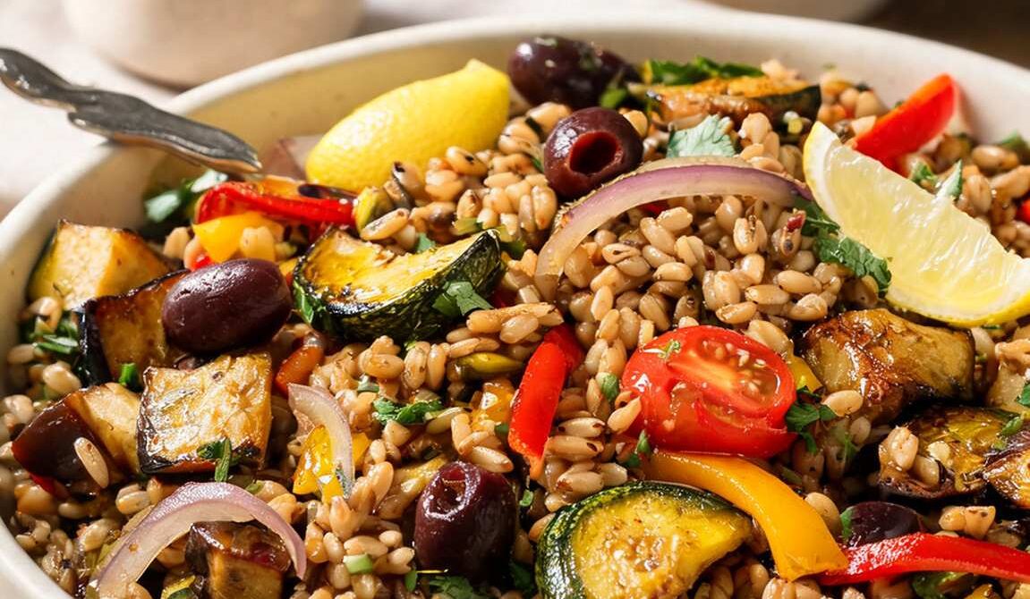 Roasted Vegetable Farro Salad With Herbs