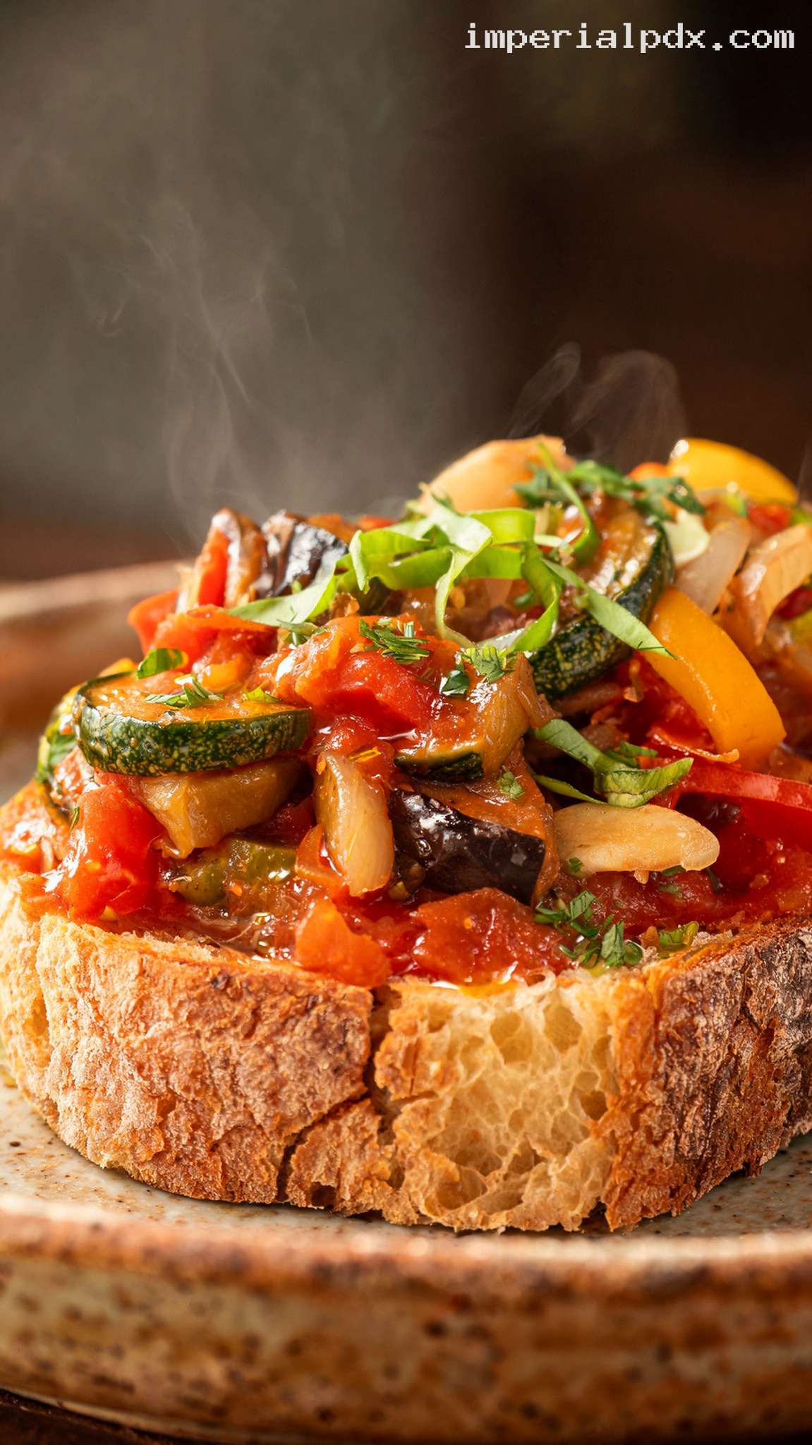 Rustic Ratatouille With Crusty Bread – Closeup