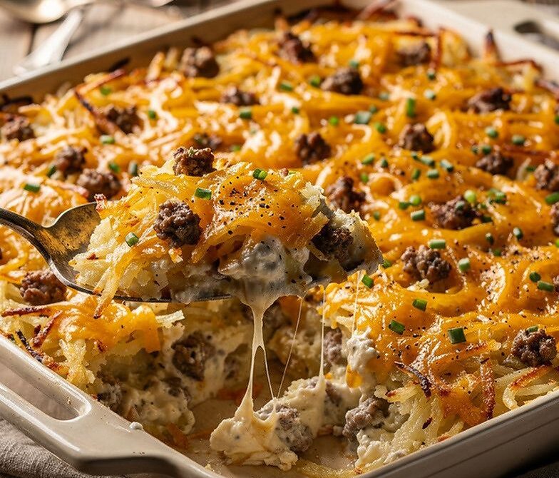 Sausage and Cheese Hash Brown Casserole