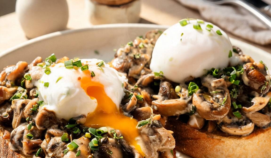 Savory Mushroom Toast With Poached Egg