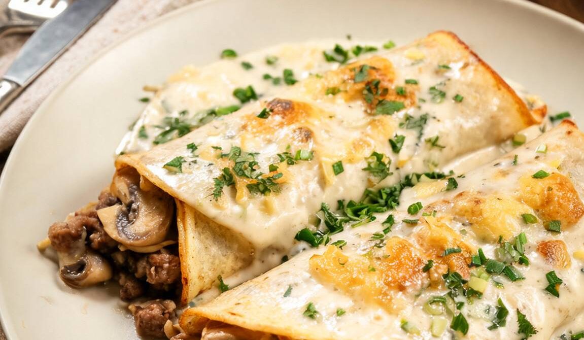 Savory Sausage and Mushroom Crepes