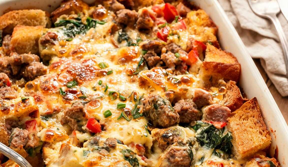 Savory Sausage Breakfast Bread Pudding