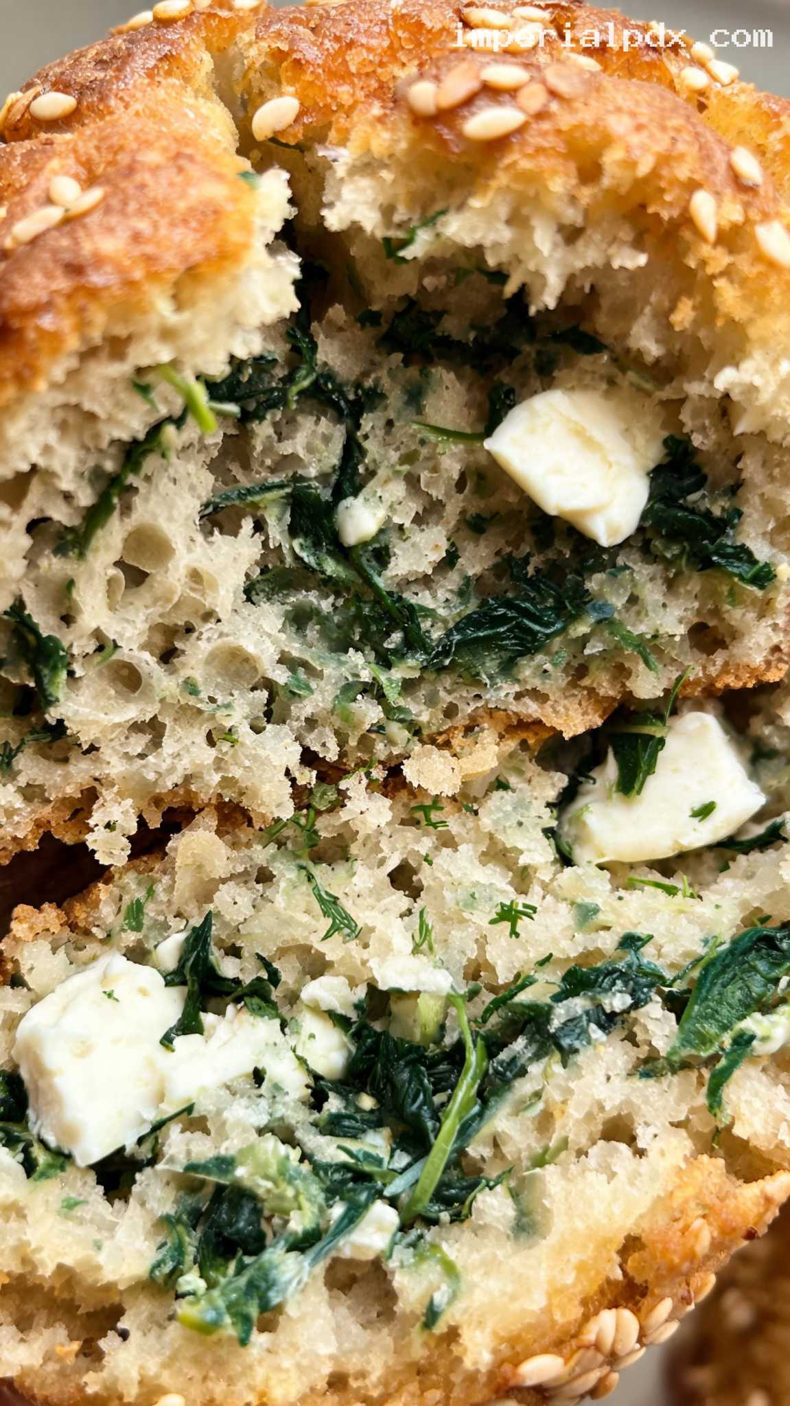 Savory Spinach and Feta Muffins – Closeup