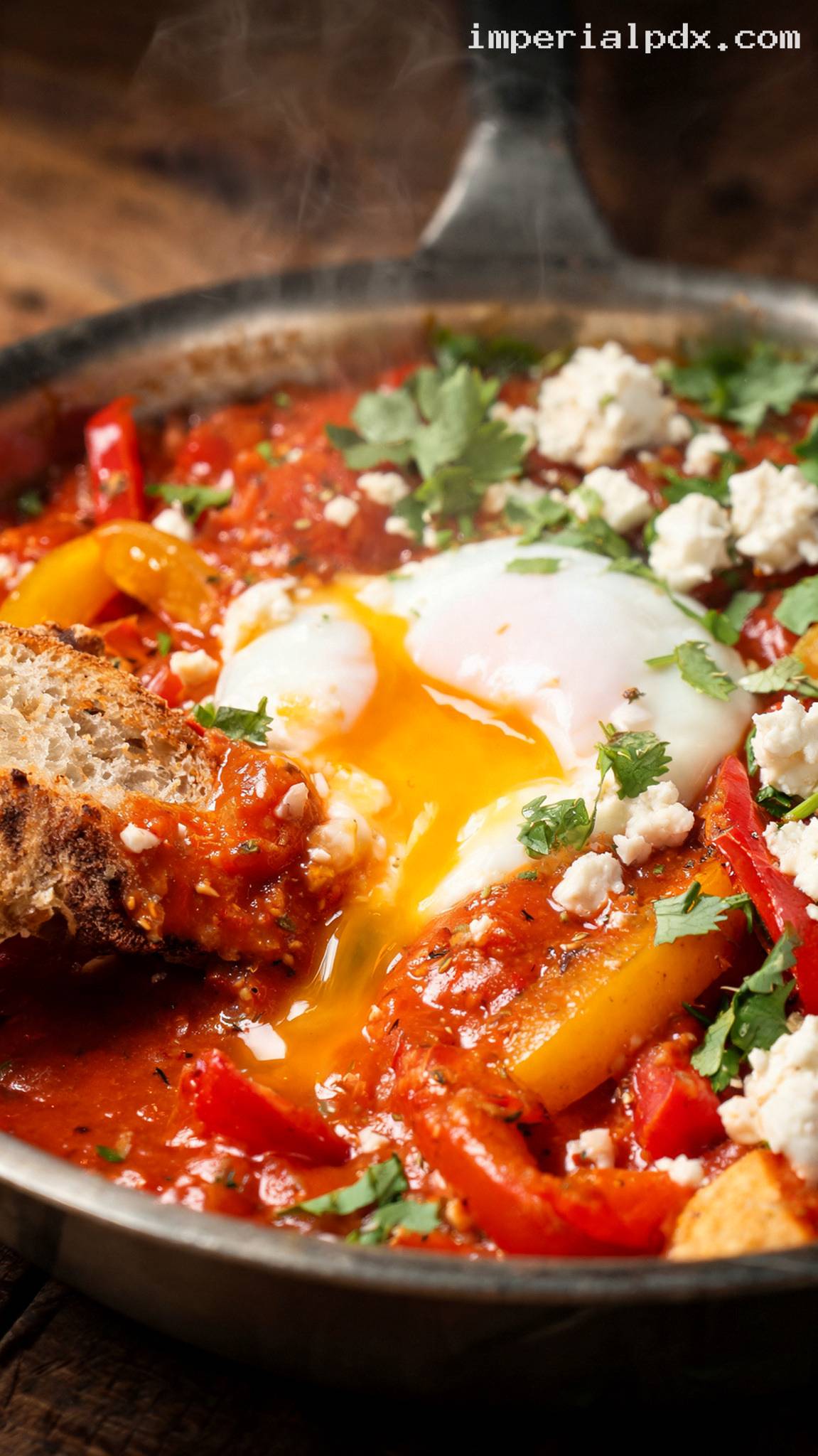 Shakshuka with Peppers and Feta – Closeup