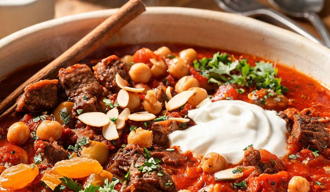 Slow-Cooked Lamb and Chickpea Stew with Cinnamon