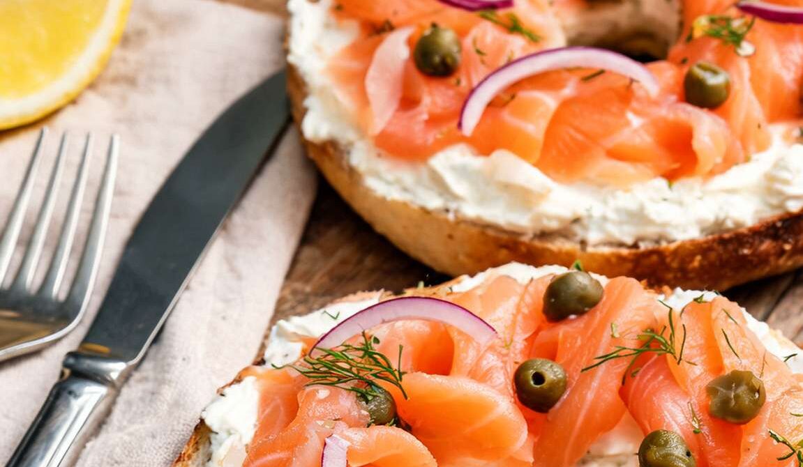 Smoked Salmon Bagel With Cream Cheese and Capers