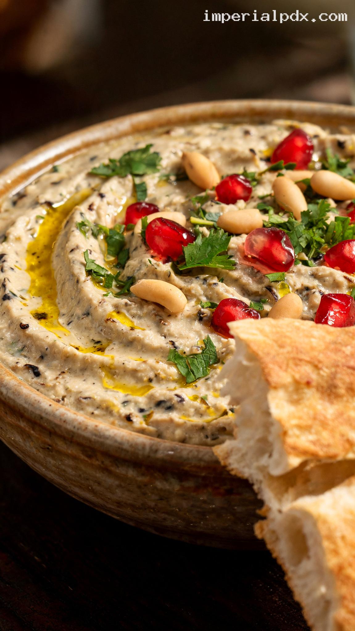 Smoky Baba Ghanoush With Charred Eggplant – Closeup