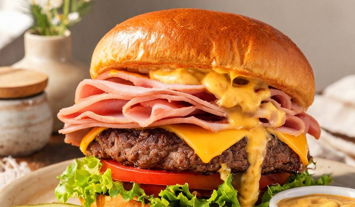 Smoky Ham and Honey Mustard Burger