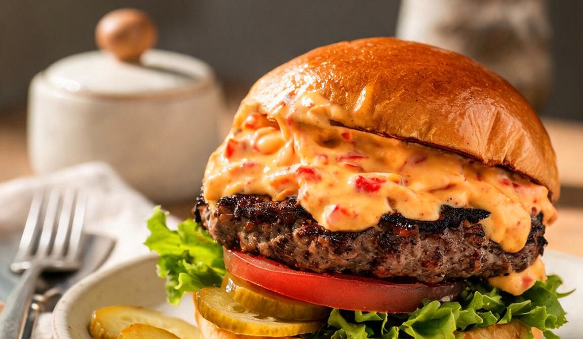 Southern Pimento Cheeseburger With Pickles