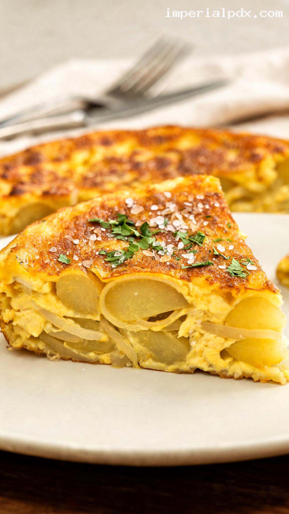 Spanish Tortilla With Potatoes and Onions – Closeup
