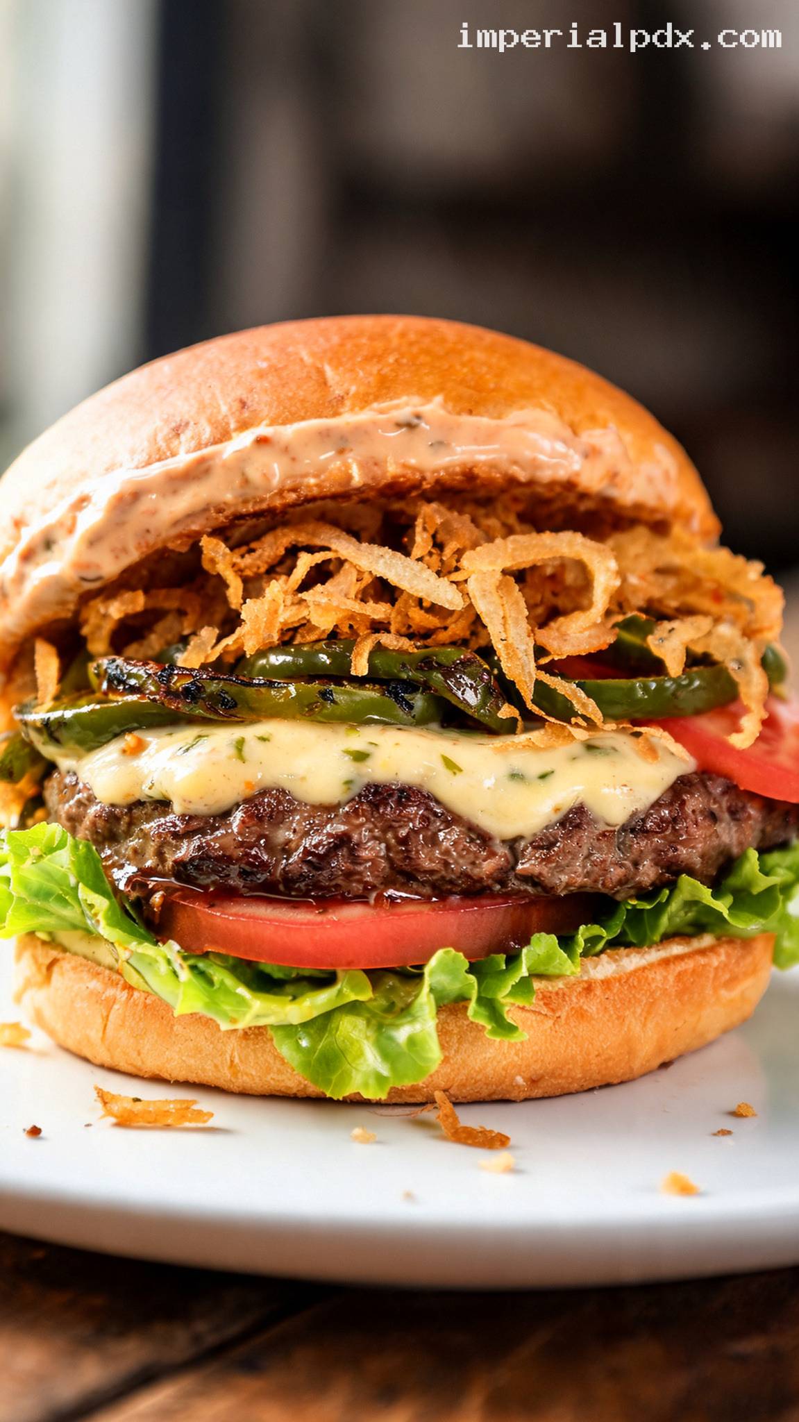 Spicy Jalapeño Pepper Jack Burger With Chipotle Mayo – Closeup