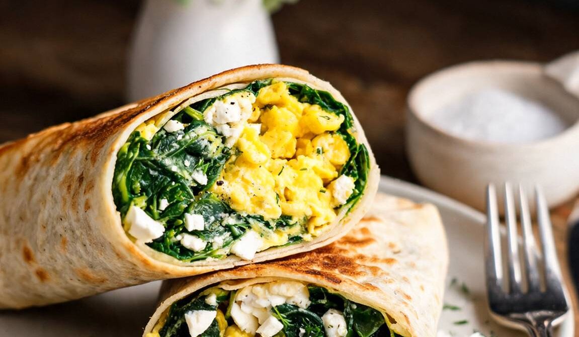 Spinach and Feta Breakfast Wrap