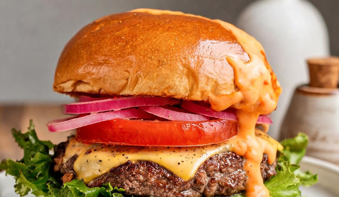 Sriracha Mayo Burger With Pepper Jack