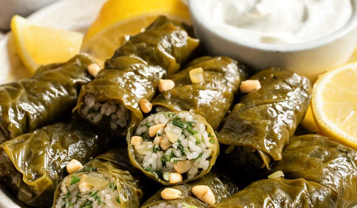 Stuffed Grape Leaves With Herbed Rice