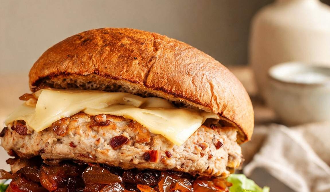 Swiss Bacon Turkey Burgers With Dijon Mayo