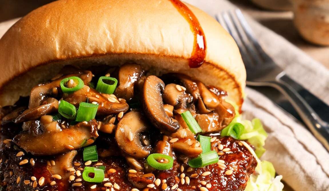 Teriyaki Mushroom Burger With Crisp Cabbage