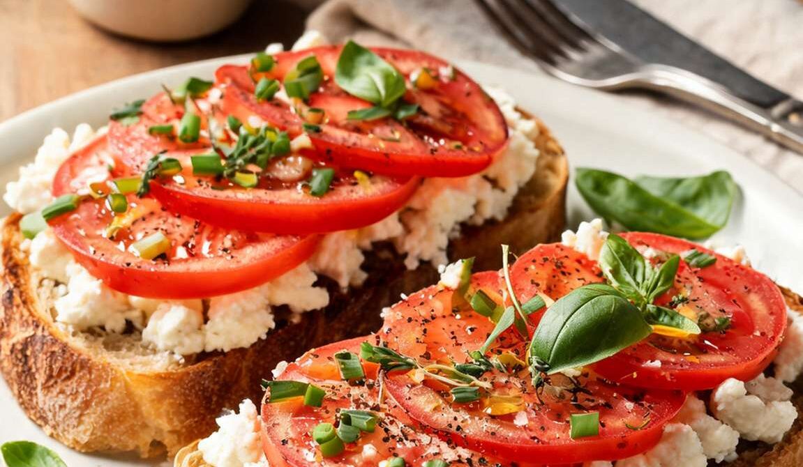 Tomato Herb Cottage Cheese Toast