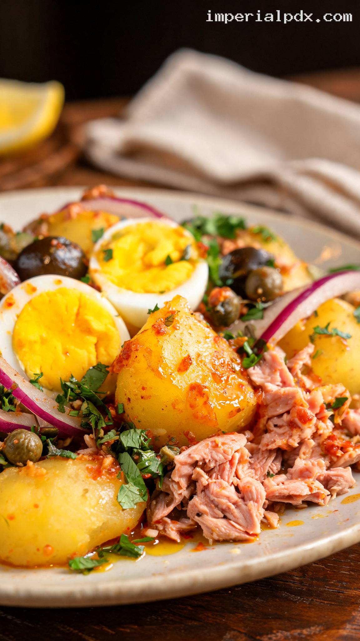Tunisian Tuna and Potato Salad With Harissa – Closeup