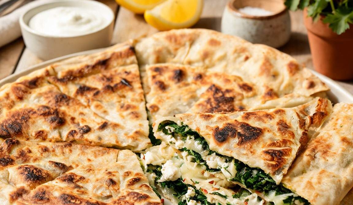 Turkish Spinach and Cheese Gözleme