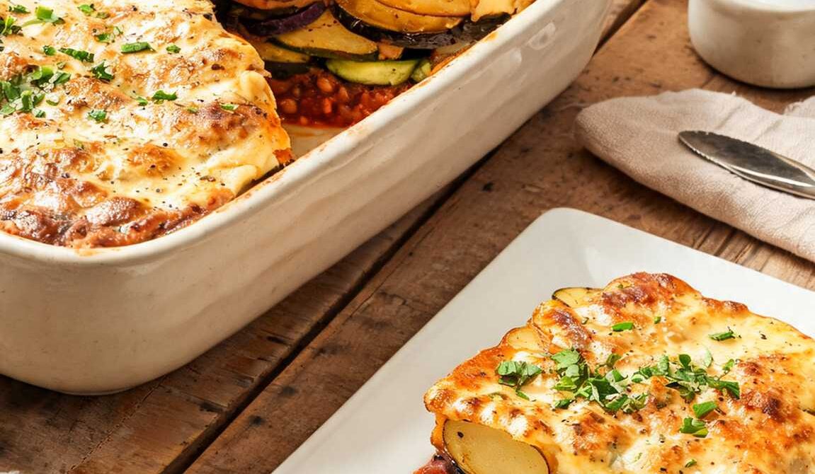 Vegetarian Lentil Moussaka With Eggplant And Potatoes
