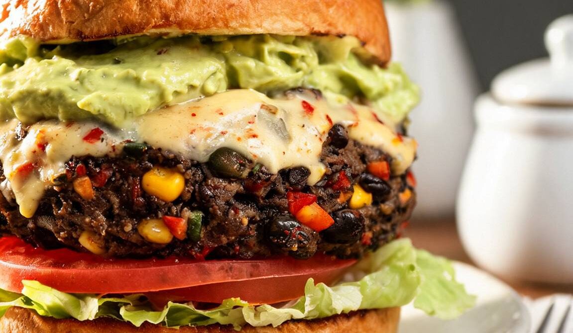 Veggie Black Bean Burgers With Avocado Crema