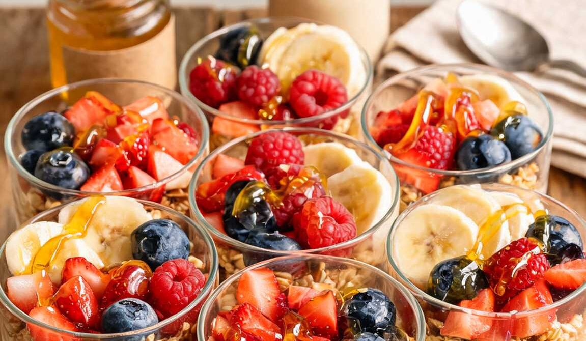 Yogurt Granola Breakfast Cups With Fruit and Honey