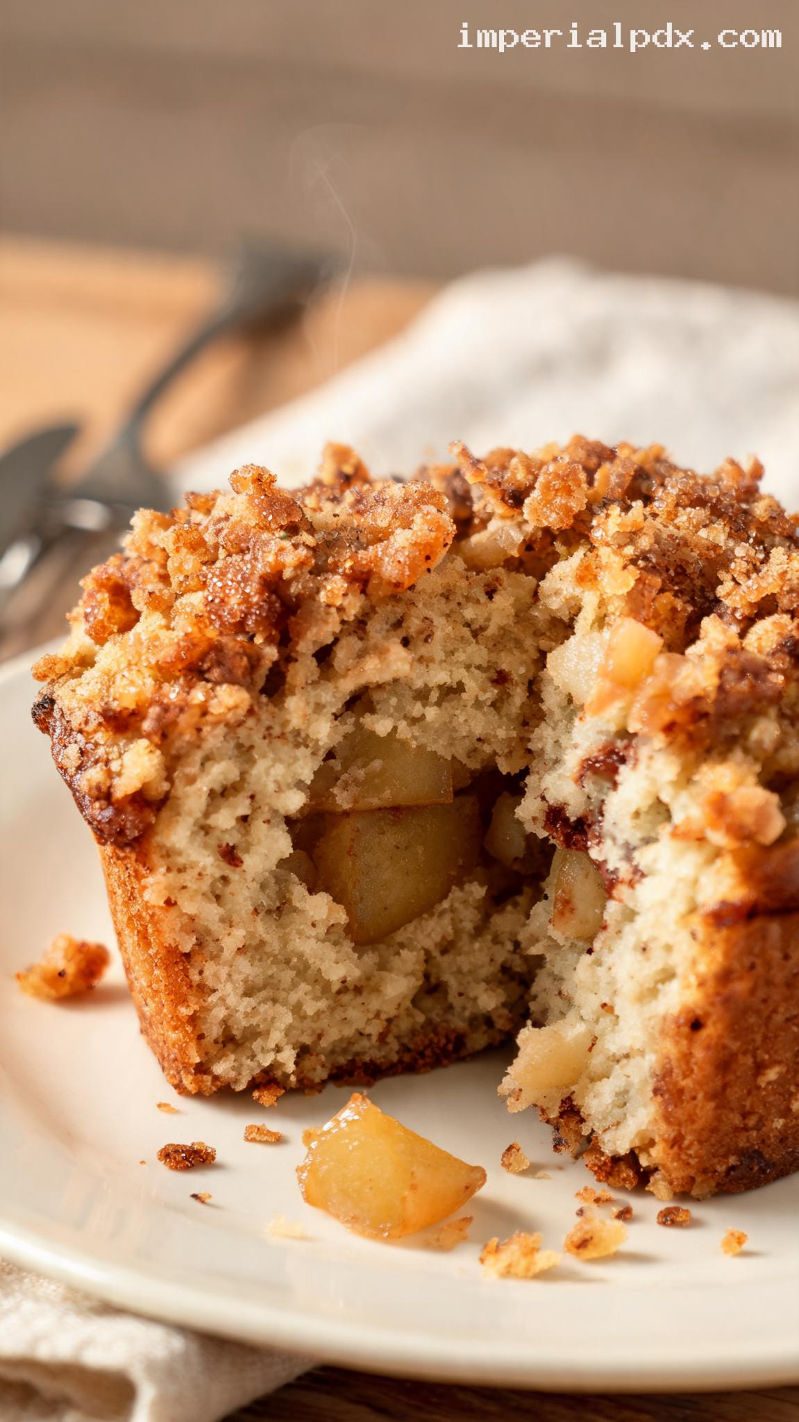 Apple Cinnamon Muffins With Crumb Topping – Closeup