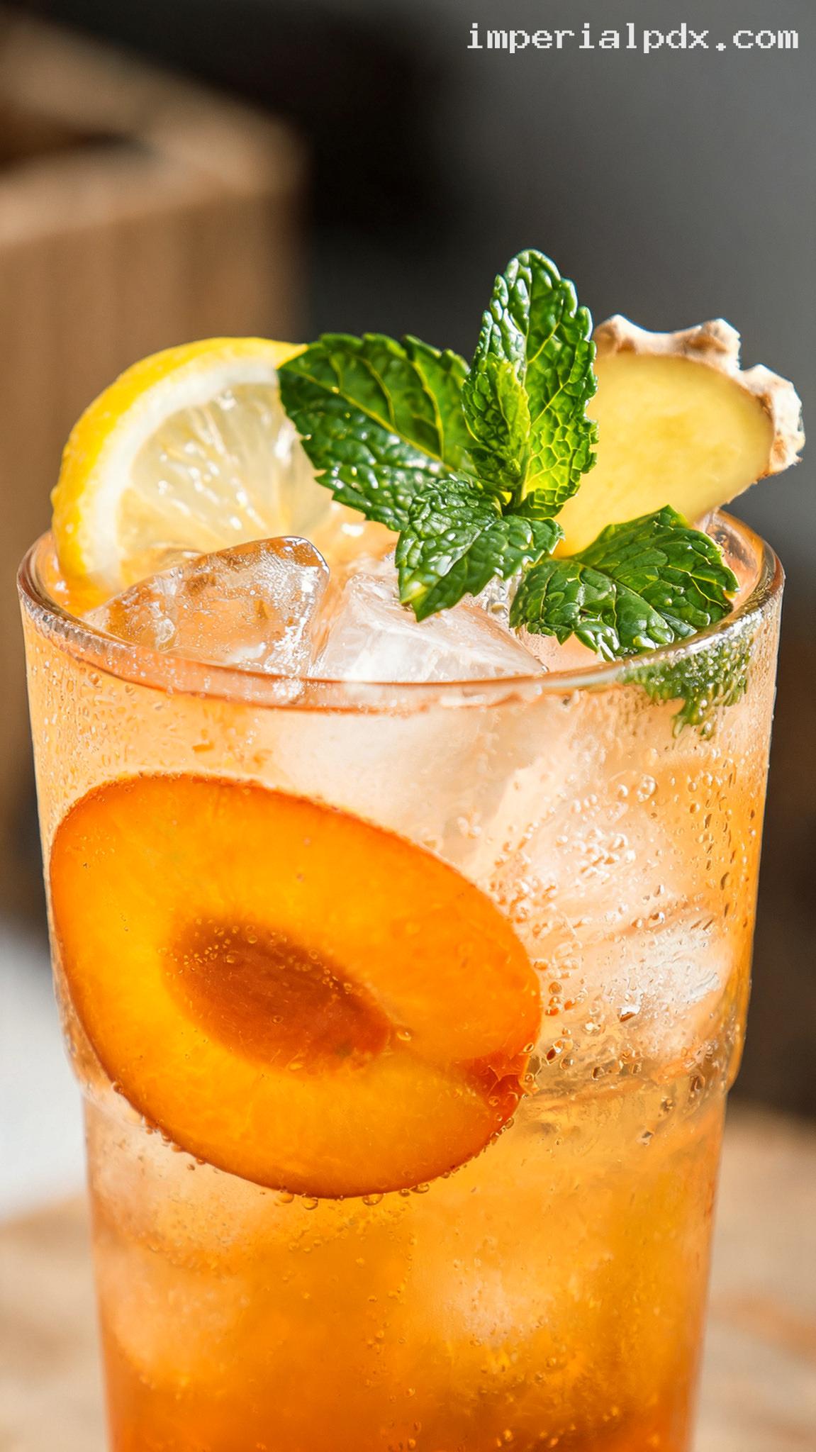 Apricot Ginger Iced Tea – Closeup