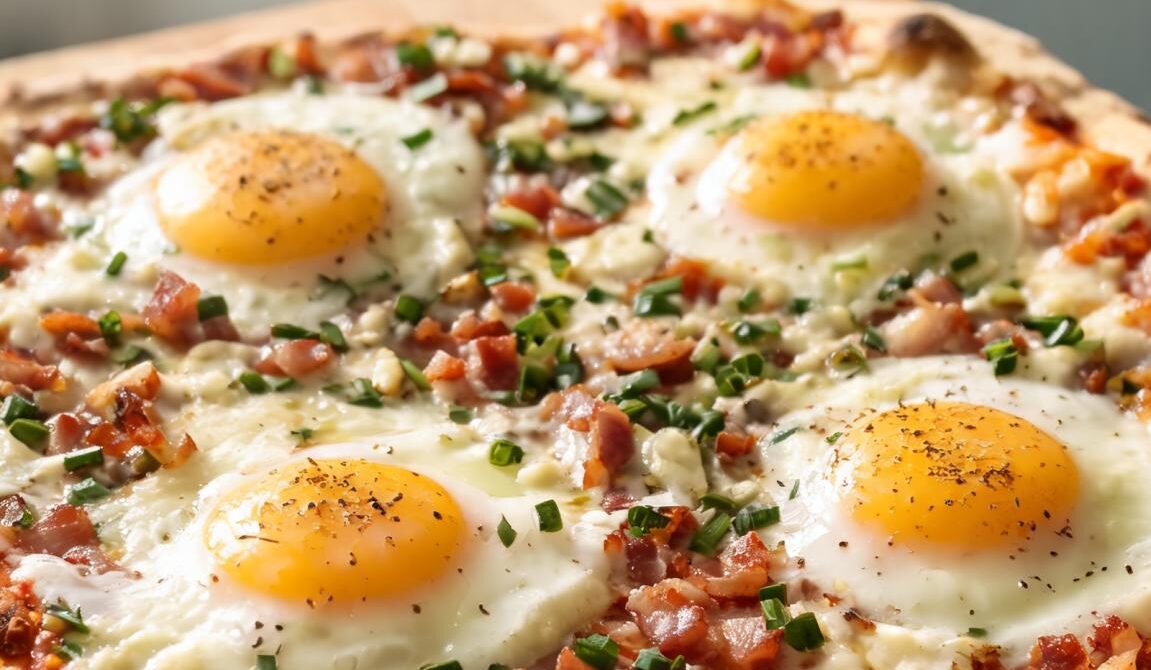 Bacon, Egg, and Cheese Breakfast Pizza