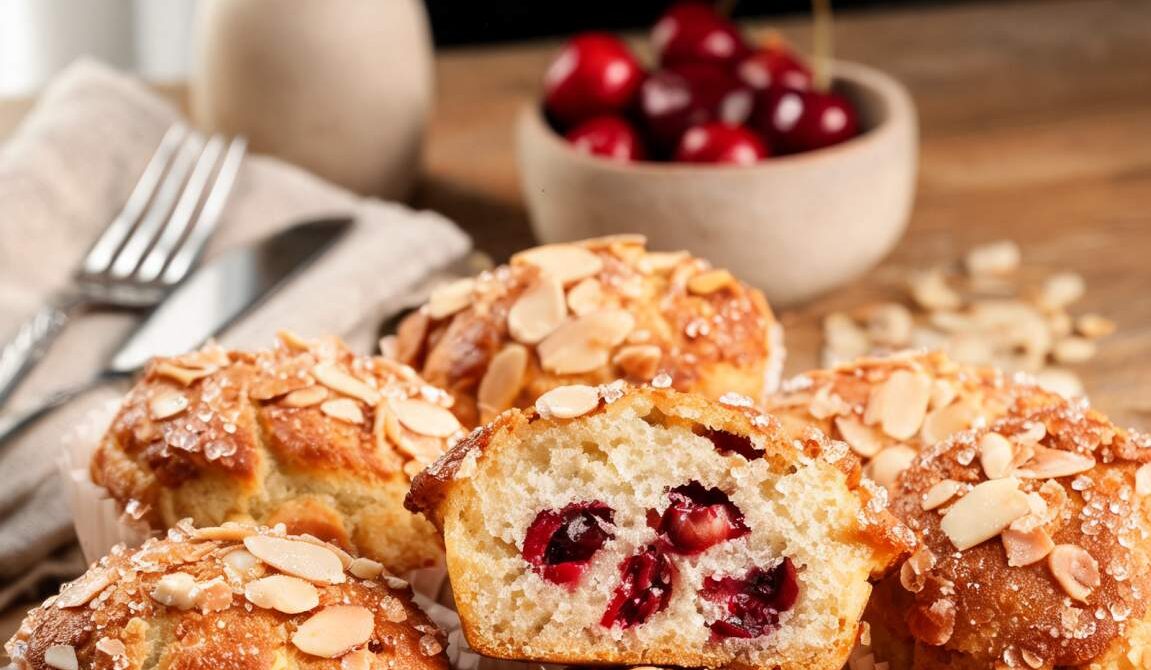 Bakery-Style Cherry Almond Muffins