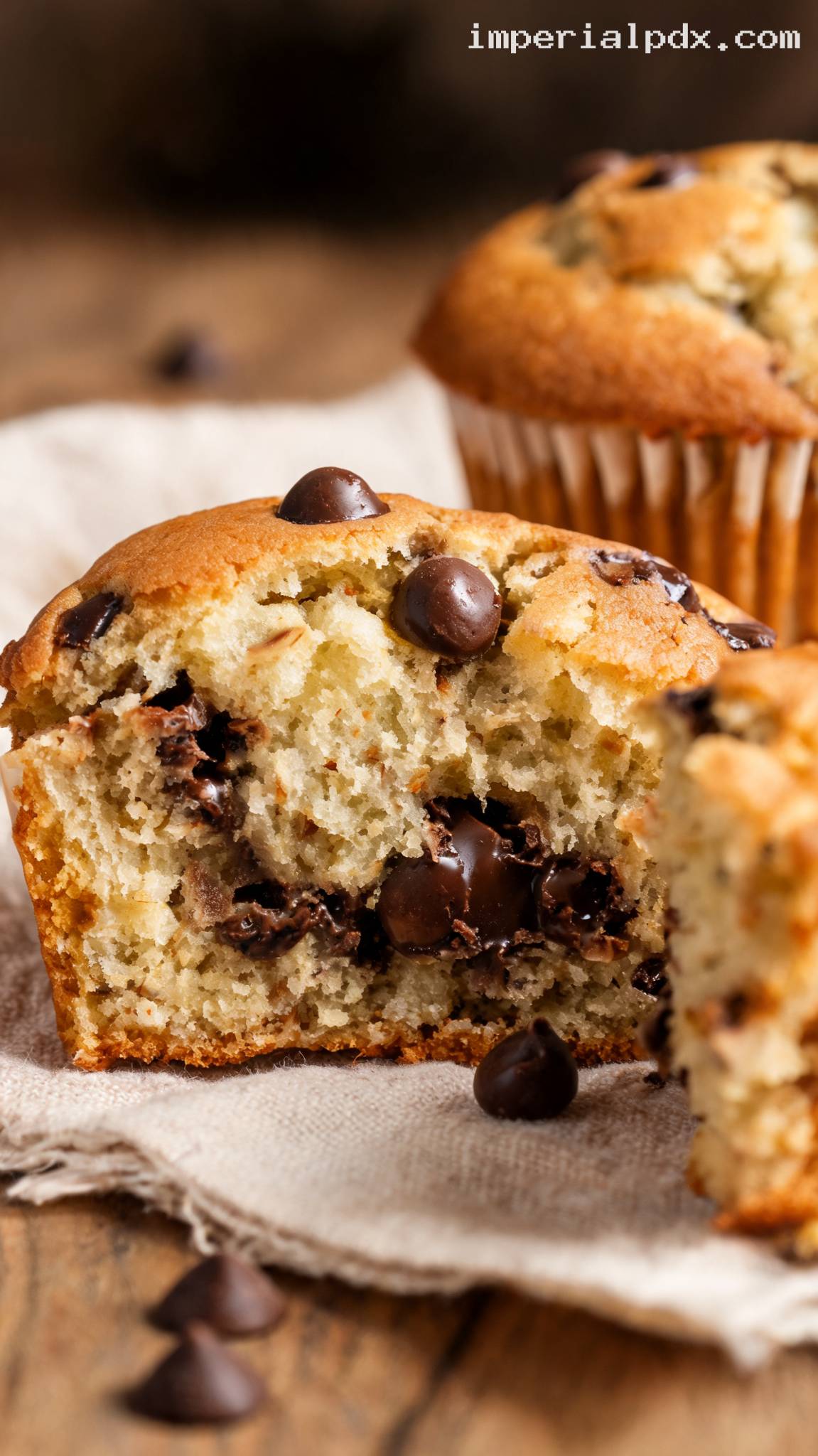 Banana Chocolate Chip Muffins – Closeup