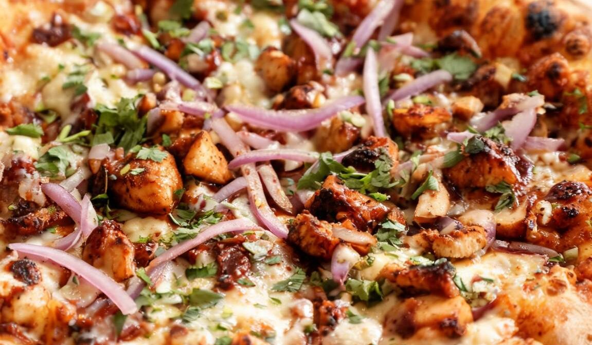 BBQ Chicken Pizza With Red Onion and Cilantro