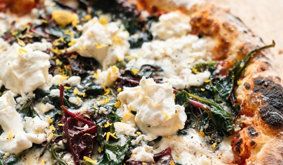 Beet Greens and Stracciatella White Pizza