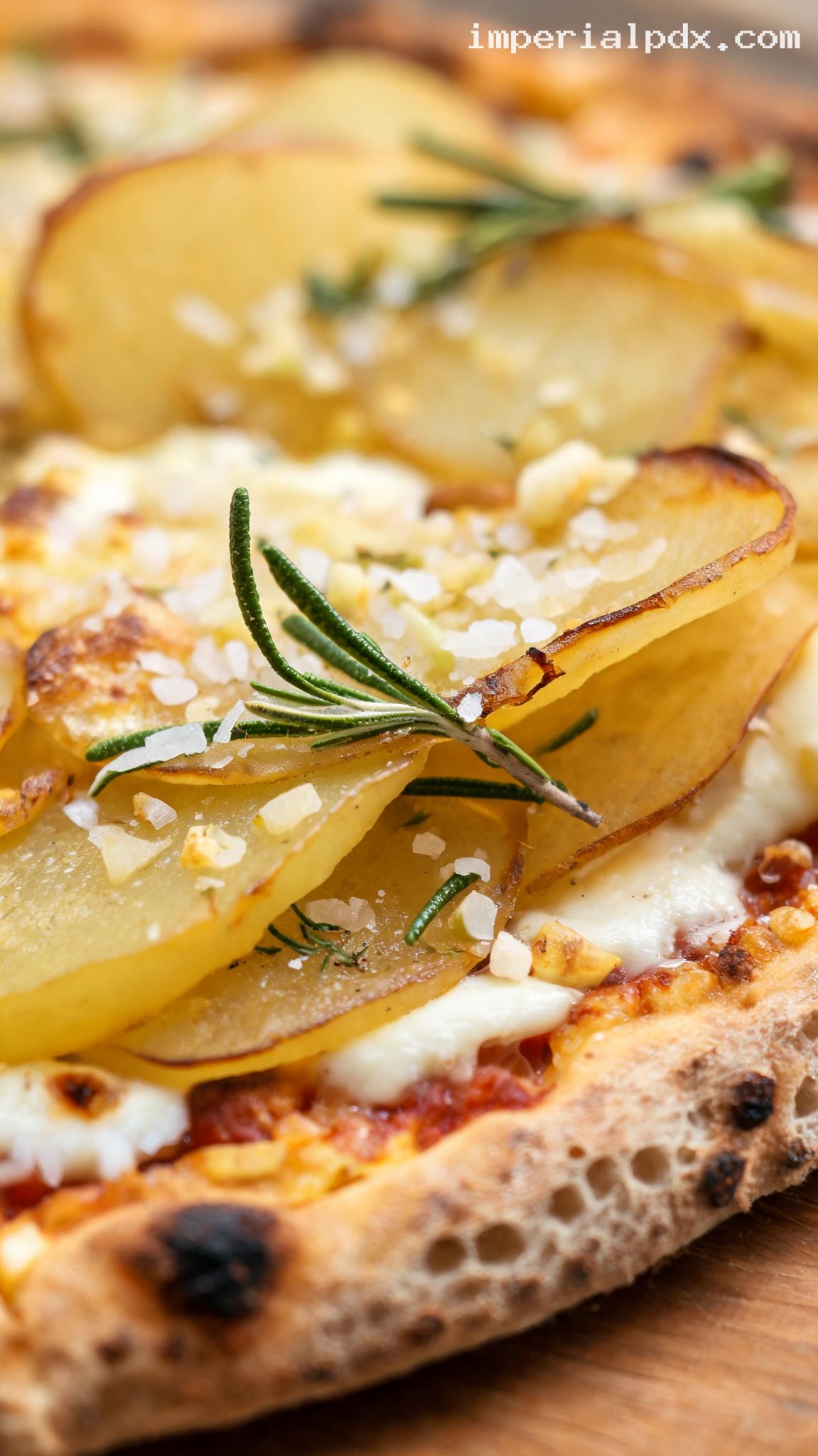 Bianca Potato and Rosemary Pizza – Closeup