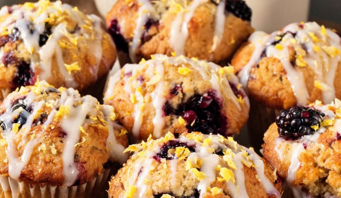 Blackberry Lemon Muffins With Lemon Glaze