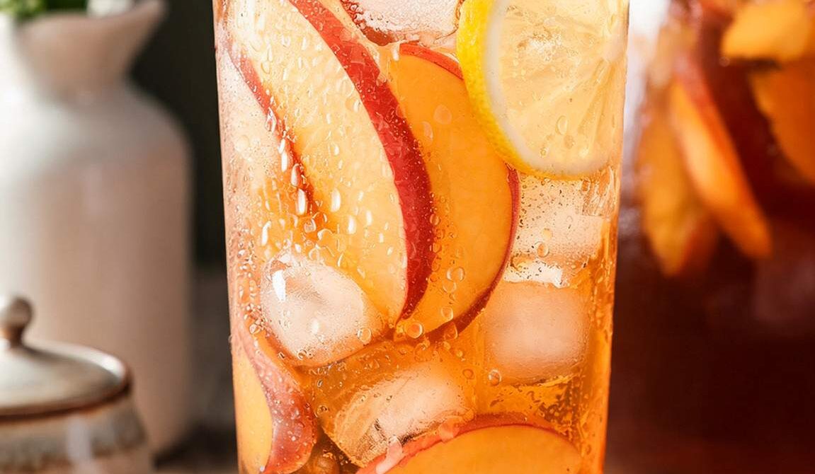 Caramelized Roasted Peach Iced Tea