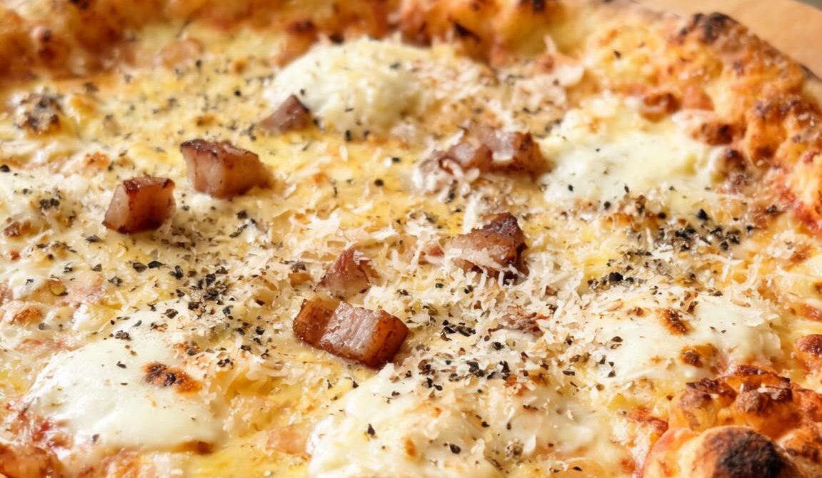 Carbonara Pizza With Guanciale and Pecorino