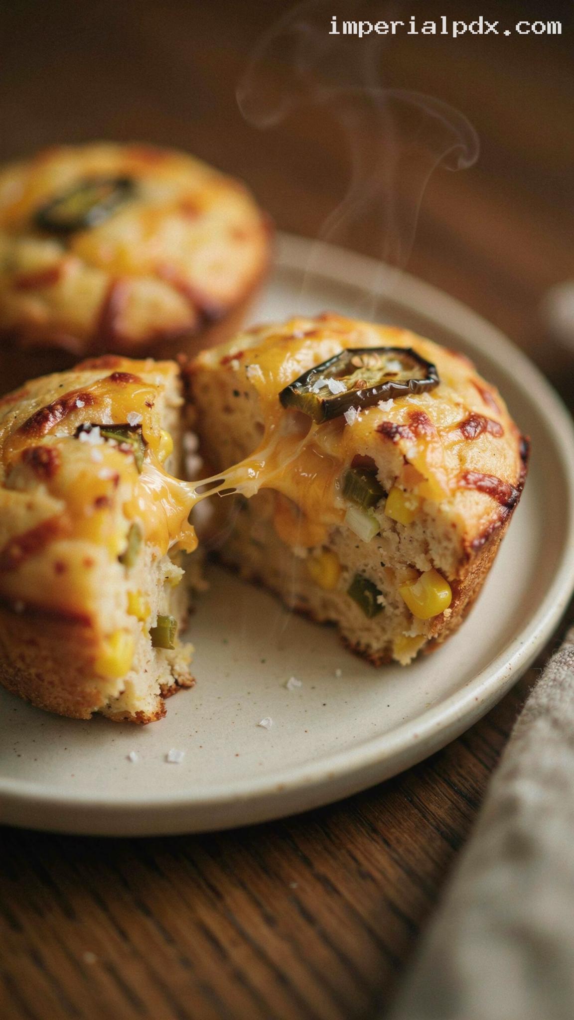 Cheesy Jalapeño Sweet Corn Muffins – Closeup
