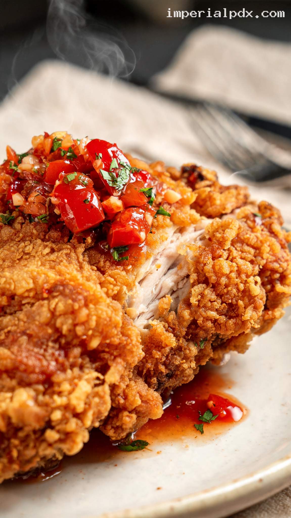 Cherry Pepper Fried Chicken – Closeup