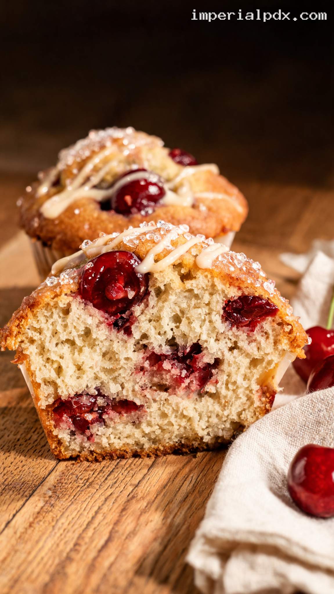 Cherry Vanilla Muffins – Closeup