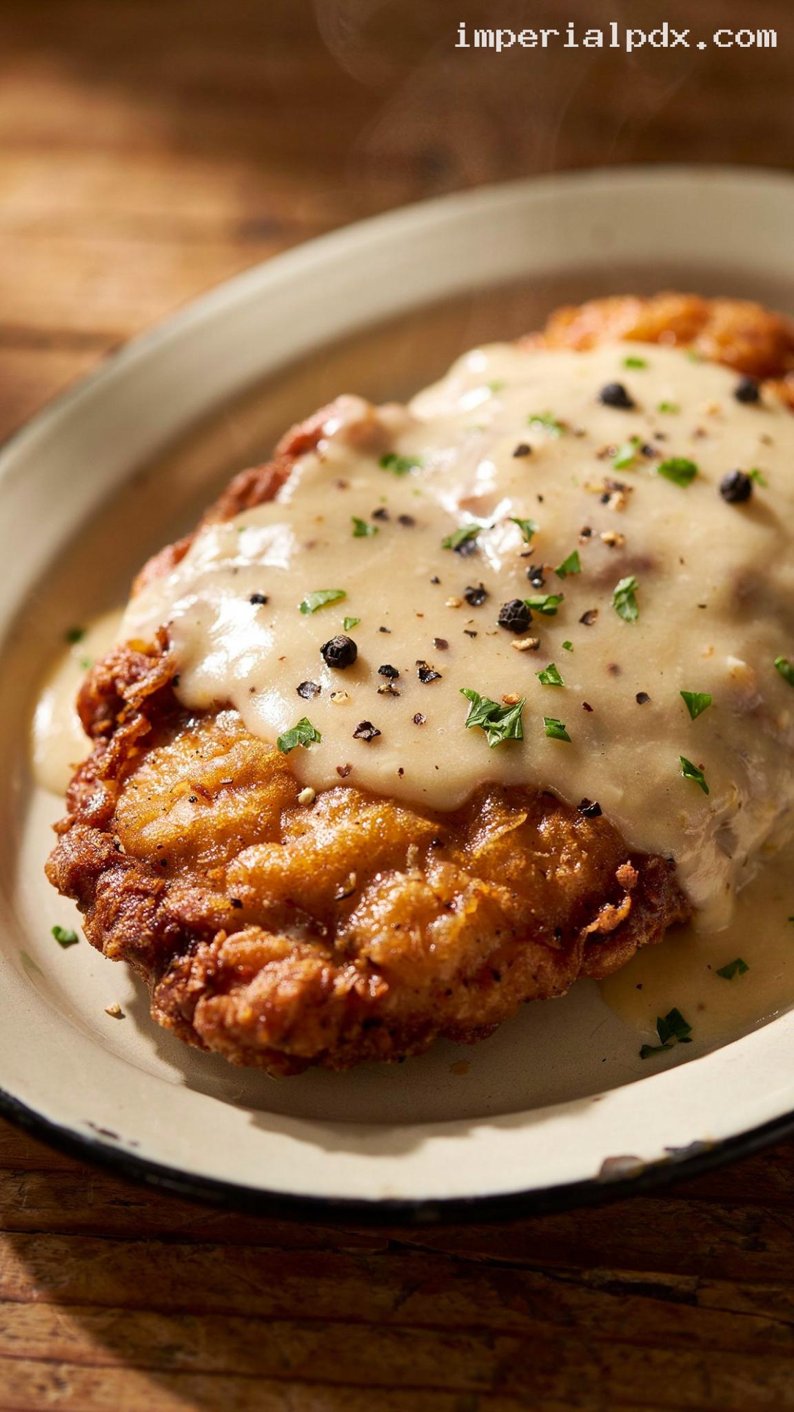Chicken Fried Chicken With Country Gravy – Closeup