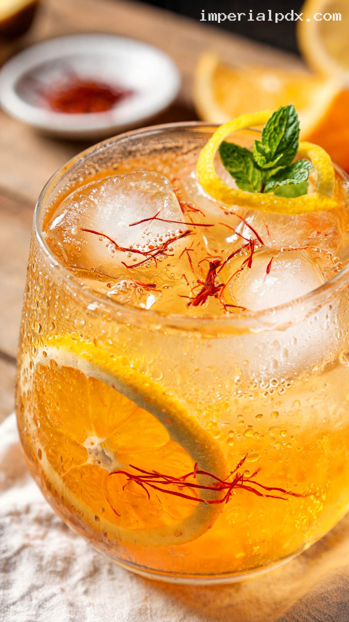 Chilled Saffron Citrus Elixir Recipe – Closeup
